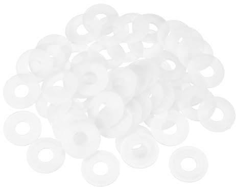 QUARKZMAN 55Pcs Arandelas Planas De Nylon M8 Arandela Lisa 8mm Blanco | DI 14mm De 1mm Espesores, Espaciadores De Plástico, Para Tornillos Tuercas Reparación De Fontanería Grifo De Jardín