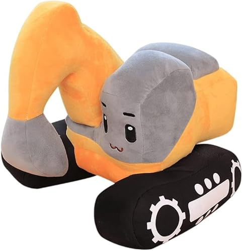 10.2inch Cute Excavator Stuffed Construction Toy Plush Pillow,Soft Digger Trucks Stuffed Toys Excavator Pillow Cushion Throw Pillow,Excavator Digger Plushies Plush Doll for Home Deco Kids Toy Gift