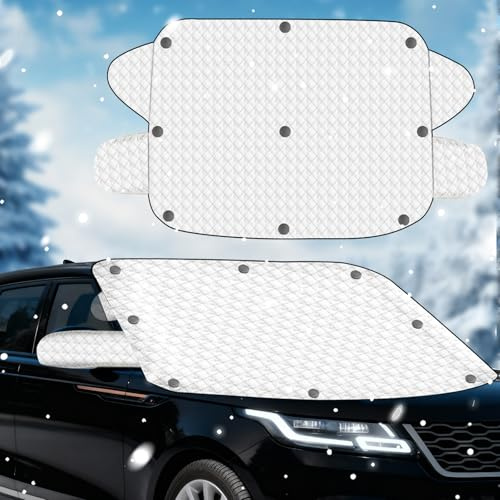 Staranry 220 * 110cm Frontscheibenabdeckung mit 5 Magneten, Sonnenschutz Auto Frontscheibe, Abdeckplane Auto für Alle Jahreszeiten, Faltbare, für Die Gegen Schnee, EIS, Frost, Staub, Sonne