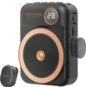 Amplificador de voz para profesores con micrófono de solapa inalámbrico Lavalier, micrófono Bluetooth portátil y altavoz, megáfono recargable para aula, reuniones, yoga, entrenamiento, guías