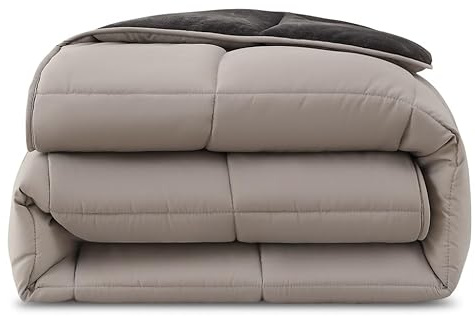 wometo Plüsch Steppbett 135x200 Oeko-TEX Wende-Design grau & hellgrau | ohne Bezug verwendbar - warme Winterbettdecke Ganzjahresdecke - kuschelig & weich