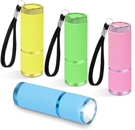 TaimeiMao Lot de 4 mini lampes de poche LED avec 9 LED, lampes de poche avec cordon et poignée en caoutchouc, mini lampe de poche super lumineuse, lampe de poche étanche pour la maison, la voiture