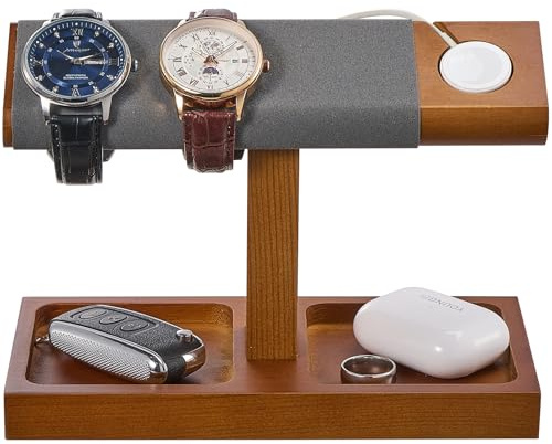 ProCase Wood Watch Display Stand Holder for Men, Wristwatch Tower with T-Bar Design, Hanging Watch Rack, Wooden Wrist Watch Tree