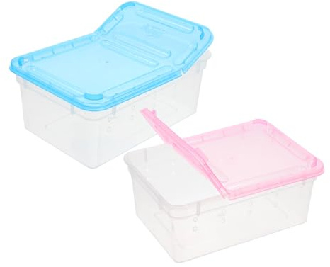 DOITOOL 2pièces Boîte Alimentation pour Reptiles Cage à Reptiles Portable et Transparente avec Orifices Aération pour Lézards et Petits Animaux