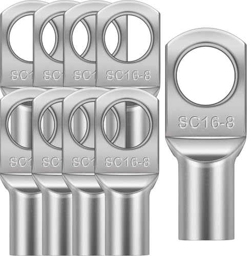 10 capicorda M6, morsetti per batteria, connettori a crimpatura in rame e capicorda per cavi batterie, scatole di distribuzione, auto, barche, veicoli