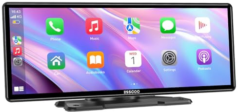ESSGOO Carplay Android Auto Display,10.26 Zoll Apple Carplay Bildschirm für AirPlay/Mirror Link,Car Multimedia Player mit Wireless Touchscreen,GPS Navigation,Bluetooth5.3,AUX,Autoradio,Sprachassistent