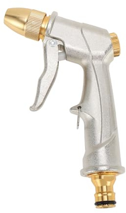 TUCKBOLD Boquilla De Manguera De Agua Resistente Boquilla De Manguera De Alta Presión Para Coche Y Jardín Pulverizador De Mano Ajustable Aleación De Aluminio Plata 1 Pc