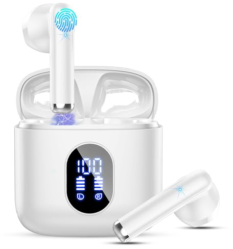 Wireless Earbuds, Bluetooth 5.4 Headphones 2026 Wireless Headphones with Deep Bass, New Mini Bluetooth Earphones in Ear 4 ENC Mic, Noise Cancelling Ear buds 30H Bluetooth Earbud Dual LED Display USB-C