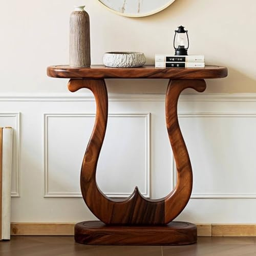 PQXQZ Mesa de Entrada Moderna de Nogal Mesa Consola Estrecha Mesas Consola para Decoración del Hogar para Recibidor Pasillo Entrada y Sala de Estar(80x25x80cm)