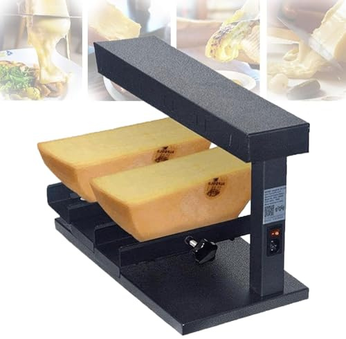 750W Commercial Raclette Cheese Melter - Electric Cheese Grill with Adjustable Angle for Perfect Melting(With 4 small baking trays)