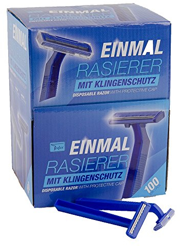 Teqler Einmalrasierer T-370650, rasiert jede Haarlänge sanft, sicher und hautschonend, blau (100-er Pack)