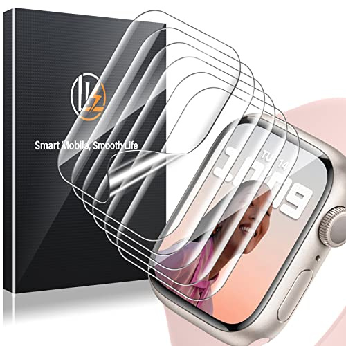 LK 6 Pezzi Pellicola Protettiva Compatibile con Apple Watch Series 9 Series 8 Series 7 45mm / Series 6 5 SE 44mm,Sensibile al tatto, Senza Bolle, HD Trasparente TPU Pellicola per 44mm/45mm