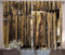 ABAKUHAUS Rustikal Rustikaler Vorhang, Oak Barn Holz-Tür, Wohnzimmer Universalband Gardinen mit Schlaufen und Haken, 280 x 175 cm, Braun