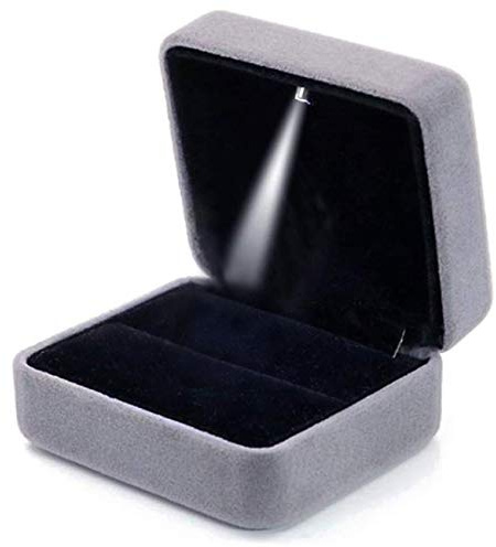 GBYAN Ring Box Ringschachtel mit LED-Licht Schwarze Ringetui Samt Schmuck Geschenkbox für Verlobung, Heiratsantrag, Hochzeit