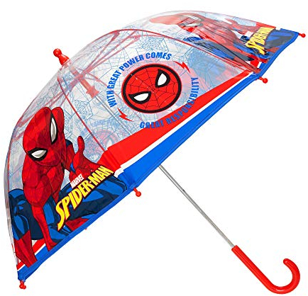 Marvel Spiderman Umbrella Kids Childrens Transparent POE Dome Umbrella