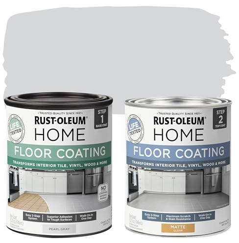 Rust-Oleum 367593 Indoor Home Flooring Kit, Matte Pearl Grey, 2-Piece (Pack of 1)