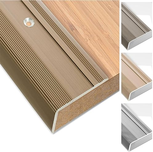 Glory Stair Edging Profile L Shape Stair Nosing Profile in 4 Colours and 3 Lengths Including Mounting Material 36 x 17 mm Length 100 cm Light Bronze