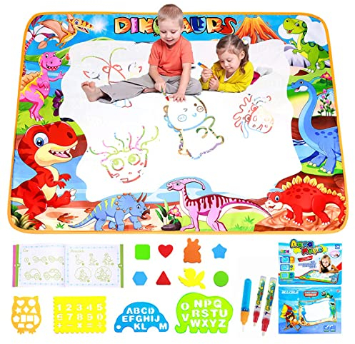 ALLCELE Wasser Doodle Matte Kinder ab 1 2 3 4 5 6 7 Jahre, Jungen Madchen Kinder Geschenke für Spielzeug 100 X 70cm Maltafel Dinosaurier Spielzeug