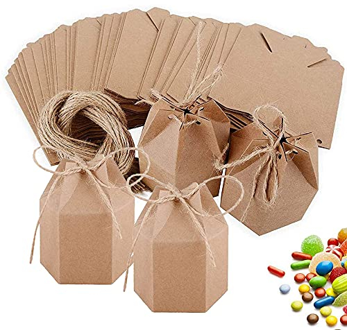 30 Stück DIY Party Geschenkboxen, Candy Kleine Geschenkbox, Süßigkeiten-Boxen aus Papier, Kraftpapier Geschenkbox, für Hochzeit, Geburtstagsteil, Jubiläum (Braun)