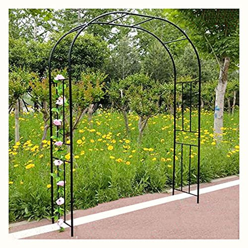 JRPT Arche de Jardin en Métal pour Plantes Grimpantes,Arcade De Rosiers avec Base,Arcade Allée Entré/Noir / W2.2m×H2.4m