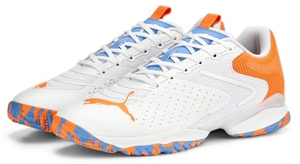 PUMA Unisex Adults' Sport Shoes SOLARATTACK RCT Tennis Shoes, PUMA WHITE-ULTRA ORANGE-TEAM LIGHT BLUE, 43