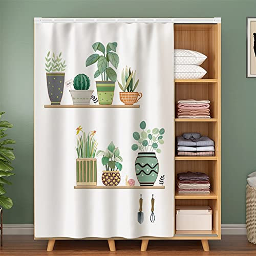 LIVEINU Tropische Blätter Schrankvorhänge für Küche, Kleiderschrank, Badezimmer, Staubdichter Vorhang für Regale, Wandpaneele, hängende Tür, Japanische Noren, Klettband Selbstklebend 80x140cm Stil 17