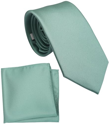 ZENXUS Corbata y pañuelo de bolsillo para hombre, set de corbata lisa de 8,1 cm de ancho estándar, Regular