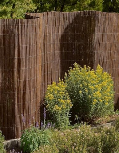 Mugar- Mimbre Grueso Natural en Rollos de 5 Metros - Vallas de Ocultación Naturales para Jardín- Varias Alturas (2 x 3 metros)