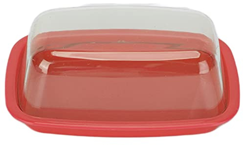 Mantequera Grande Mantequera Contenedor Contenedor Caja de Mantequilla Curvada Plato de Queso Caja de Almacenamiento de Mantequilla Caja de Almacenamiento de plástico para(Rojo)