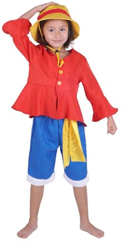 CoolChange Kinder Kostüm von Monkey D. Ruffy nach Zeitsprung | Jacke und Hose | Größe: 140