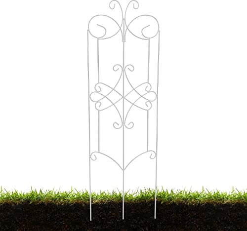 Weißmetall-Gartenstütze, Rostschutz-Gartengitter, Kletterpflanze Spalier, Dekorativer Sichtschutz, 100 X 30 cm, Für Blumen, Gemüse, Obst