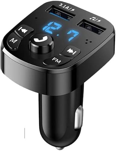 Transmisor FM Bluetooth, Manos Libres para Coche, Inalámbrico Reproductor MP3 Mechero Coche Adaptador Receptor con Dual USB 5V 3.1A