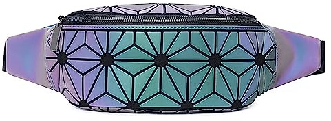 Bauchtaschen Mode Damen Gürteltasche geometrische leuchtende holografische reflektierende Hüfttasche für Party Festival, Sport, Outdoor Travel (Luminousflower)