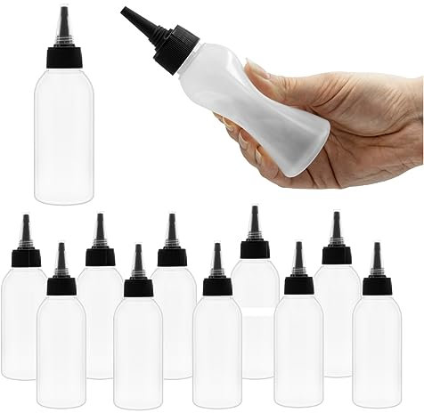 12 pezzi Bottiglia flessibile in LDPE da 100 ml con applicatore Beccuccio Applicatore Comoda bottiglia morbida per erogare tinture per capelli etichette