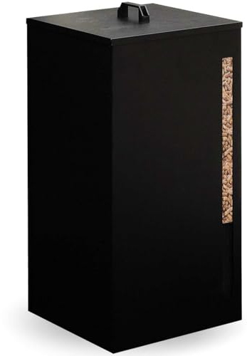 IDMarket - Depósito de gránulos 45 kg Negro Almacenaje de pellets 36 x 36 x 76 cm
