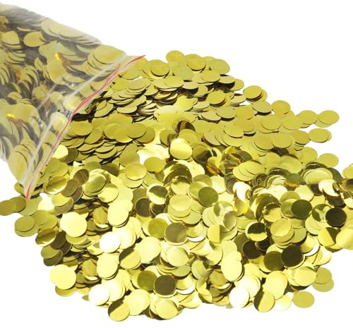 ZIOYA Konfetti 100G/14000 Stück Gold Metallic 15mm Glitzer für Geburtstag Hochzeiten Tischdekoration