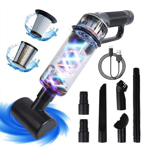 LIKE SHOW Handheld Vacuum Cleaner Cordless, 15000Pa Powerful Suction Car Vacuum, Mini Wet and Dry Vacuum Cleaner for Pet Hair Home Car Sofa, USB Vacuuming with Various Nozzles + Storage Bag