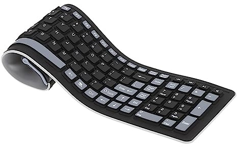 jojofuny Teclado Inalámbrico USB 2.4Ghz 107 Teclas Silicona Flexible Plegable Resistente al Agua Compatible Pc Portátil para Oficina y Viaje