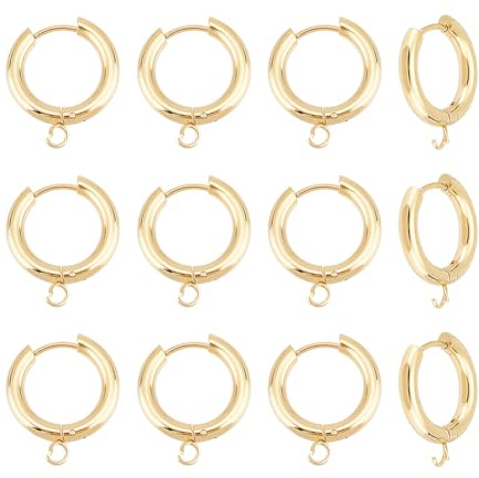 UNICRAFTALE 12 Stück 20 mm Lang 24K goldene Huggie Creolen Aus Edelstahl Offene Ohrringe Mit Schlaufen Und Ohrsteckern Clip-on Ohrring Für Die Herstellung von Ohrringen Und Schmuck