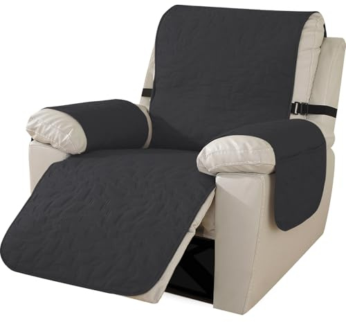 Ystyle Sesselschoner Für Relaxsessel, Sesselbezug Mit Armlehne, Sesselschoner Für Fernsehsessel, Sesselüberzug rutschfest, Sessel Überzug Waschbar, Sessel Bezug (GroßEr 1 Sitzer, Schwarz)