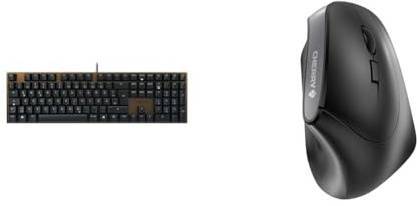CHERRY KC 200 MX, Mechanische Office-Tastatur mit Eloxierter Metallplatte & MW 4500, kabellose Maus, ergonomische Rechtshändermaus im 45° Design