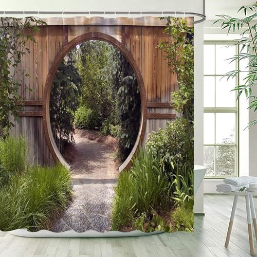 FAIRYGATE Badezimmer Vorhang Dusche Badevorhang Duschvorhang 180x180cm Grün Blätter Antischimmel Textil Wasserabweisend Waschbar Polyester Stoff Badevorhänge für Badezimmer Badewanne B8524