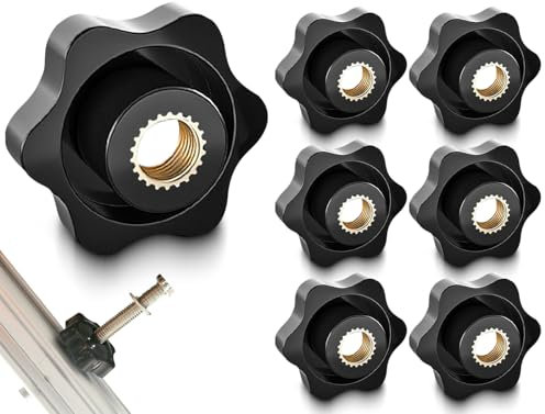 Lhbwhiz Confezione da 6 dadi con maniglia a stella M8,dado ad alette in ottone,dado zigrinato con filettatura interna,pulsante di serraggio dado con testa a stella,vite zigrinata,dado di serraggio