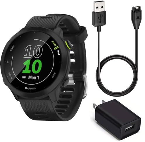 Garmin Forerunner 55 GPS Running Smartwatch (Black) Power Bundle
