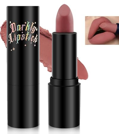 Matt Nude Rosa Lippenstift, Langanhaltender Wasserfester Lippenstift, Hochpigmentiert Lipstick Samtmatter Effekt, Cremige und Feuchtigkeit Formel, Vegan & Cruelty-Free Lipgloss Makeup für Frauen-01