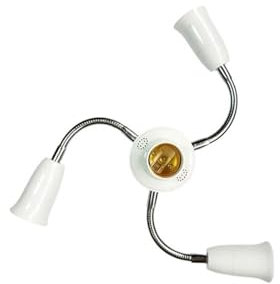 RTRCAGAKM Divisor de portalámparas de Cuello de Cisne Ajustable con Base E27 Blanca, convertidor de Soporte de Bombillas LED con Manguera de extensión, Adaptador de 3, 4 y 5 vías(3 Plus 1)