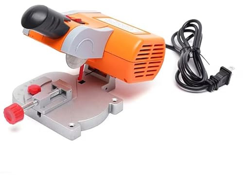 DRYIC Máquina de Sierra ingletadora eléctrica, Mini Kit de Sierra cortadora ingletadora de sobremesa, inglete Ajustable de 0-45 °, para carpintería de Acero Inoxidable y Bricolaje (Orange)