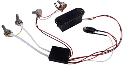 VICASKY Vorverstärkerschaltung Kunststoff und Metall mit 1 Volume 2 Tone Potis Equalizer 2-band für Aktiven Bass Geeignet für Piezo Bassgitarren