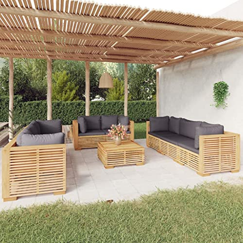 KATERYY 9-TLG. Garten-Lounge-Set mit Kissen Massivholz Teak,Teakholz Garten LoungeSet | Bequeme Gartenmöbel für Terrasse und Außenbereich