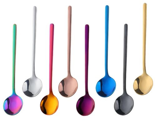 TEHAHA 8 Pcs Coffee Spoons, Stainless Steel Espresso Spoon，5.3 Inches Mini Tea Spoon, Lightweight Small Round Spoons Set for Coffee,Tea,Ice Cream,Sugar,Cappuccino